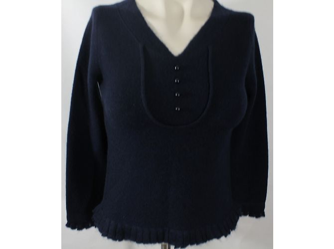 Louis Vuitton Pullover Marine Blau Wolle und Mohair S Marineblau - Ansicht 5