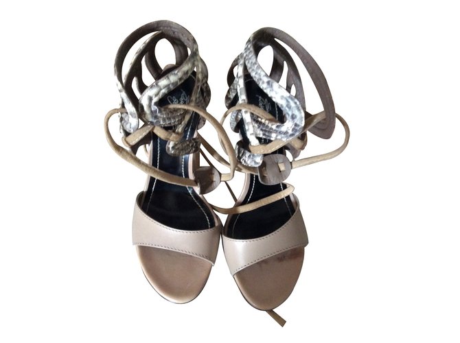 Santoni Python Leder Sandalen beige - Ansicht 2