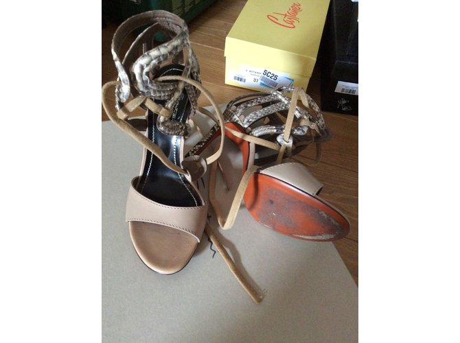 Santoni Python Leder Sandalen beige - Ansicht 3