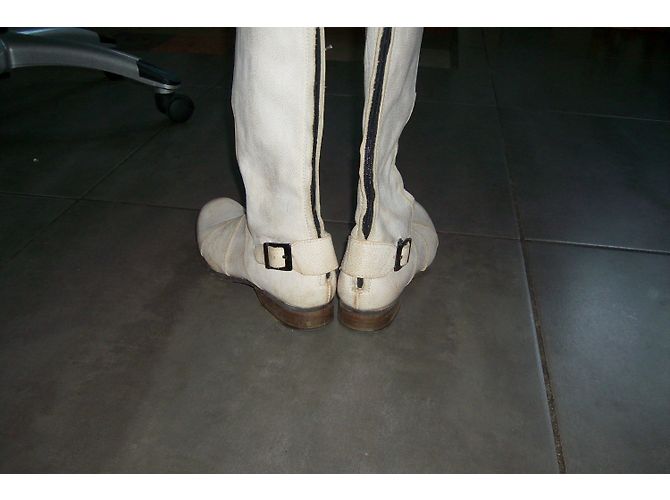 Autre Marque Weiße Leder Biker Stiefel - Ansicht 3