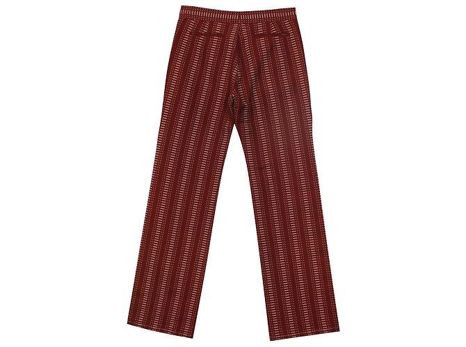 Calças Louis Vuitton Vermelhas e Ecru de Algodão Vermelho - vista 2
