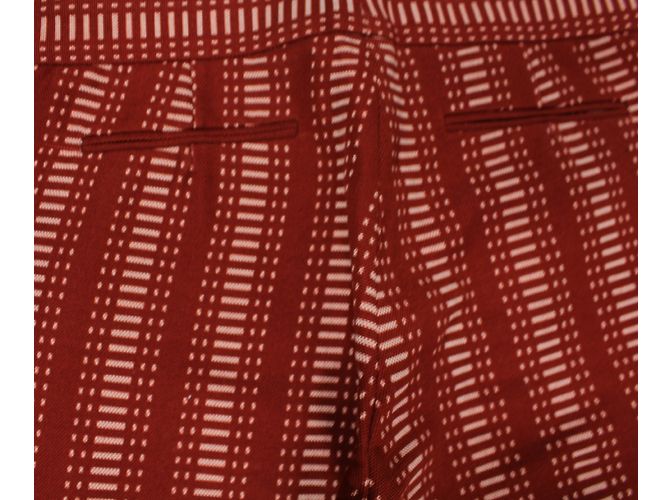 Calças Louis Vuitton Vermelhas e Ecru de Algodão Vermelho - vista 5