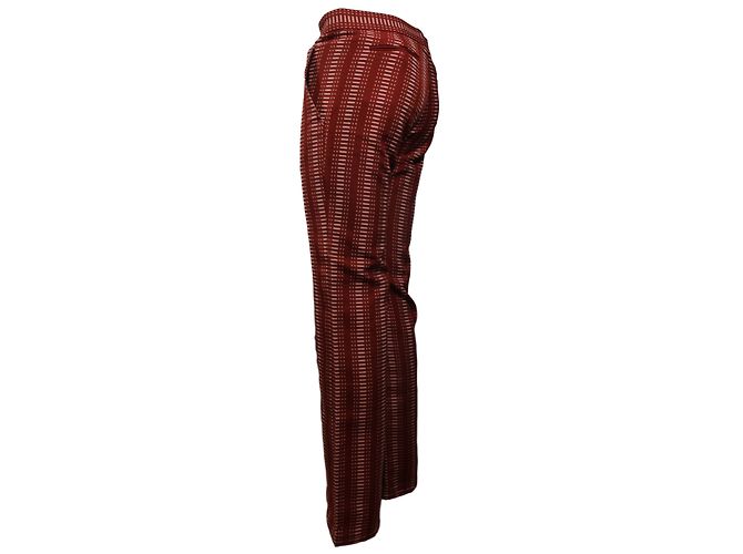 Calças Louis Vuitton Vermelhas e Ecru de Algodão Vermelho - vista 4