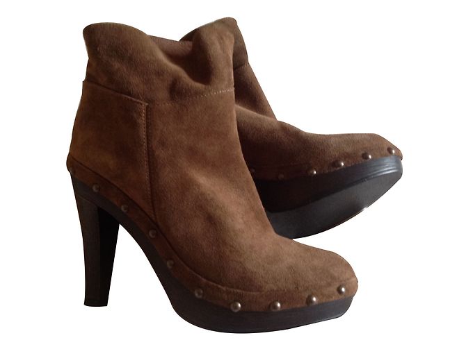 Autre Marque Botines Minelli Taupe de Piel de Ciervo 36 Gris pardo - vista 2