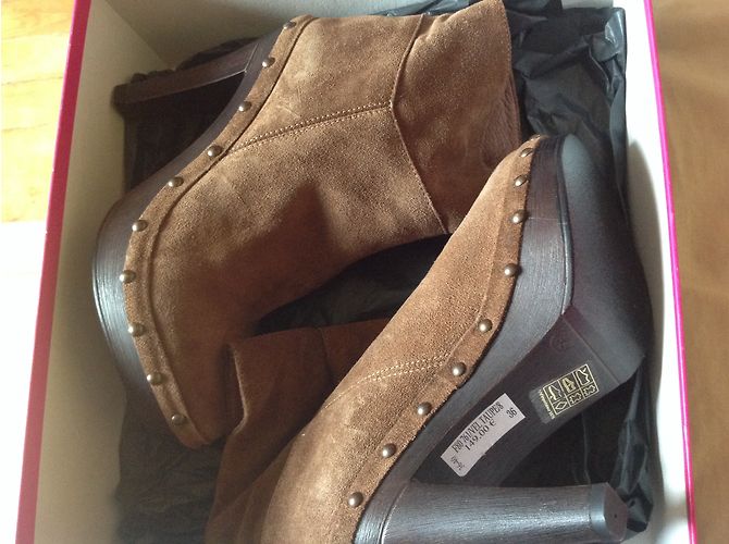 Autre Marque Botines Minelli Taupe de Piel de Ciervo 36 Gris pardo - vista 6