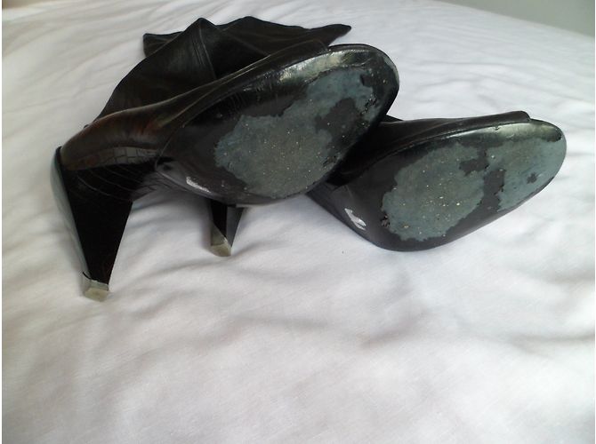 Robert Clergerie offene Lederstiefel schwarz Größe 40 - Ansicht 5