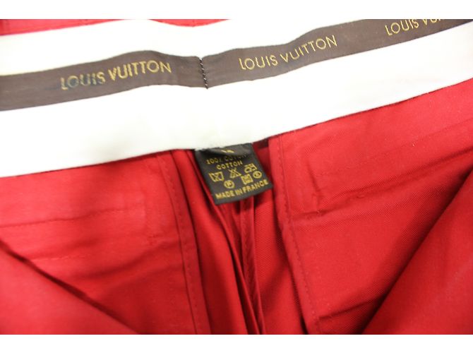 Pantalones Capri Louis Vuitton de algodón rojo talla 36 Roja - vista 3