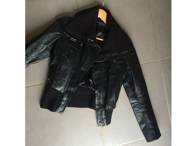 Ventcouvert Lederjacke im Aviator Stil Schwarz - Ansicht 3