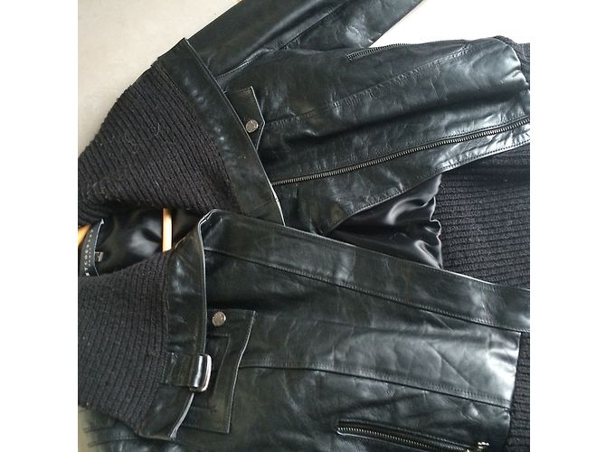 Ventcouvert Lederjacke im Aviator Stil Schwarz - Ansicht 5