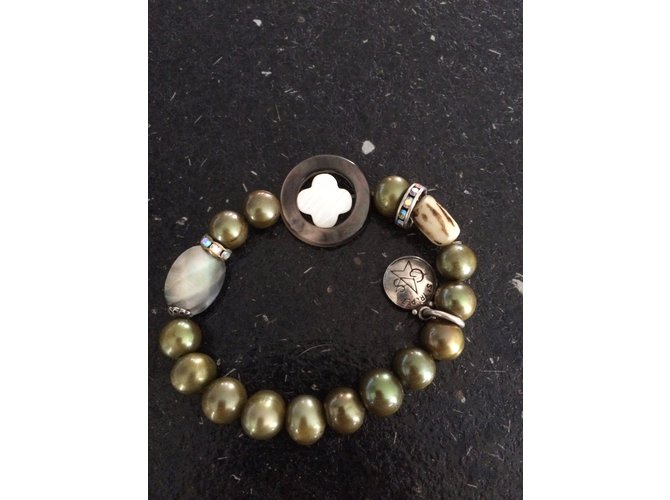 Pulseira Gas de Pérolas Khaki Caqui - vista 2