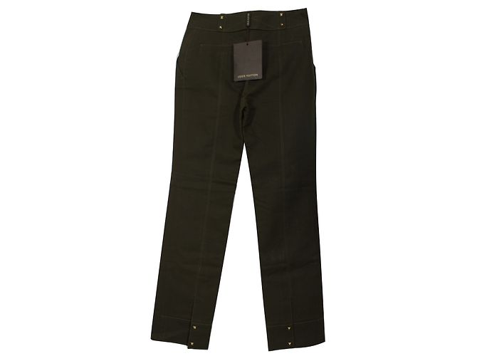 Pantalones Louis Vuitton Caqui de Algodón Talla 36 - vista 3