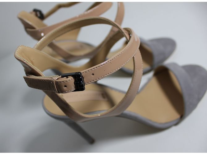 Sandali Reed Krakoff in pelle grigio camoscio e vernice - vista 6