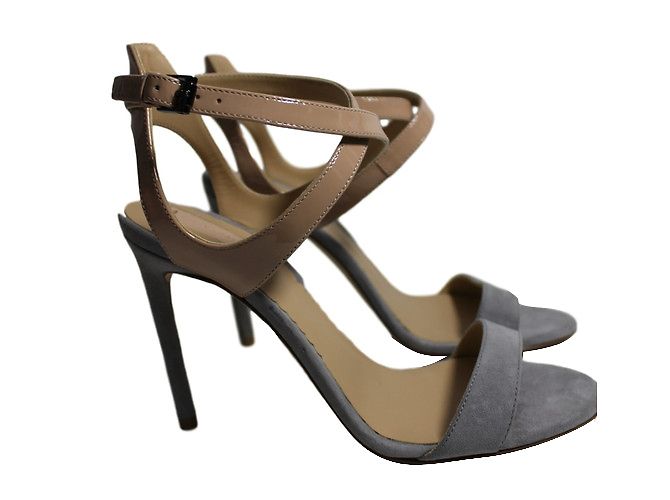 Sandali Reed Krakoff in pelle grigio camoscio e vernice - vista 2