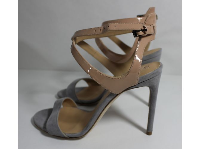 Sandali Reed Krakoff in pelle grigio camoscio e vernice - vista 5