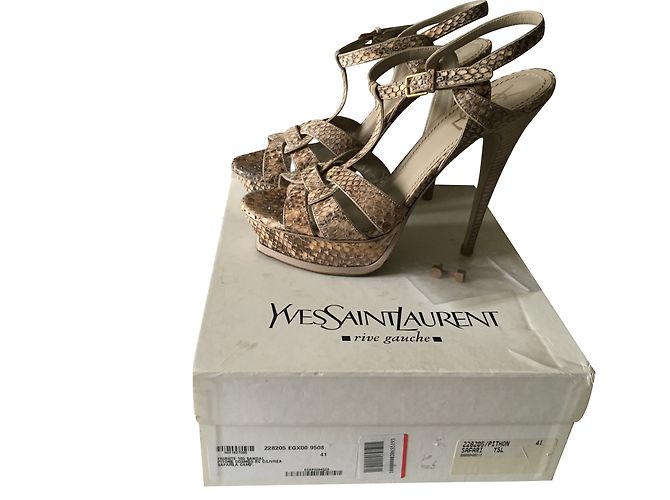 Sandali Yves Saint Laurent Tribute 105 Python Beige - vista 2
