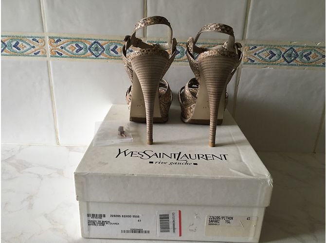 Sandali Yves Saint Laurent Tribute 105 Python Beige - vista 4
