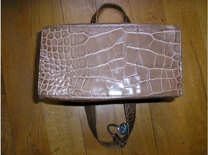 Borsa Furla in pelle croco color cammello - vista 3