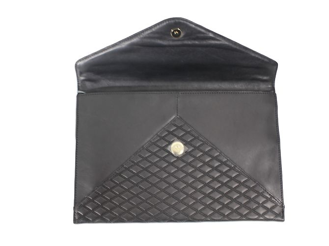 Autre Marque Pochette Pourchet in pelle nera Nero - vista 3