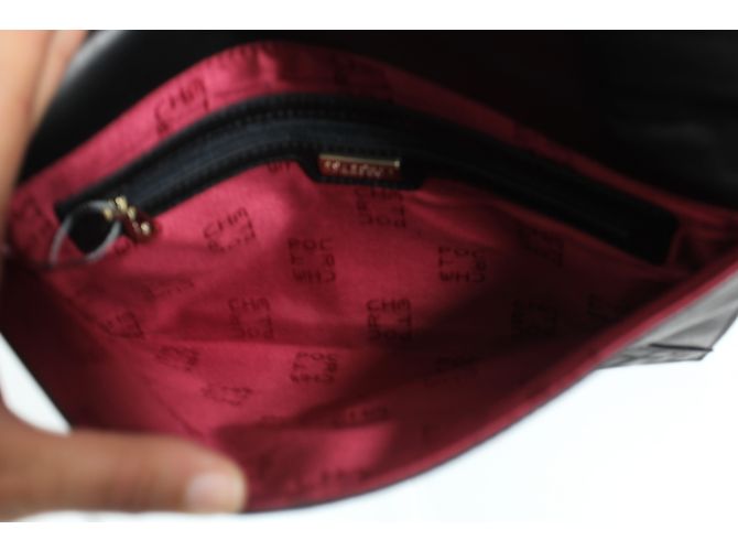 Autre Marque Pochette Pourchet in pelle nera Nero - vista 4