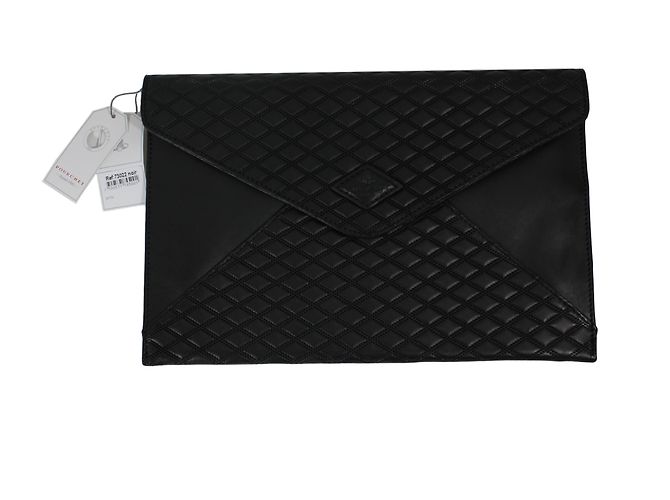 Autre Marque Pochette Pourchet in pelle nera Nero - vista 5