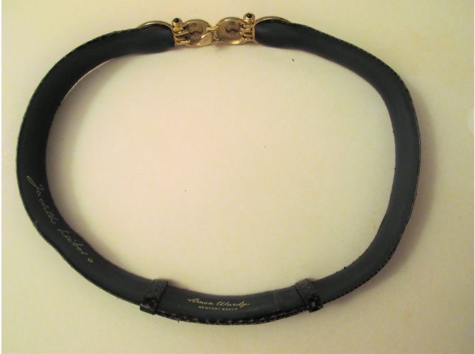 Autre Marque Judith Leiber Python Leather Belt Brown Amethyst - view 3