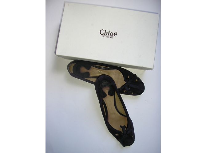 Chloé Ballerine in Velluto Viola e Pelle Porpora - vista 5