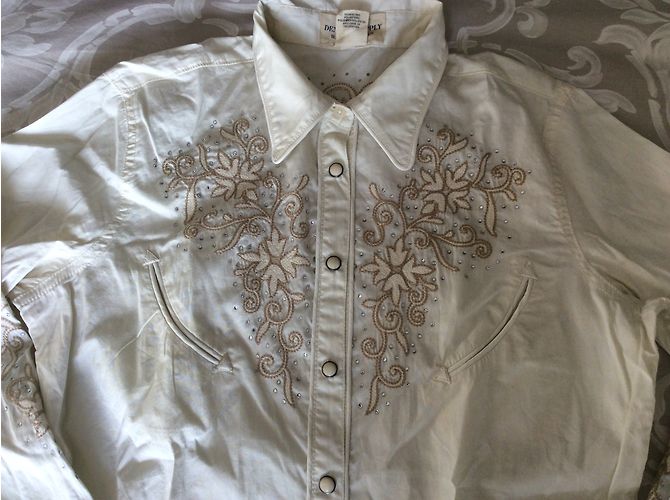 Ralph Lauren Camicia Ricamata e Strass Eggshell Cotone S Bianco sporco - vista 3