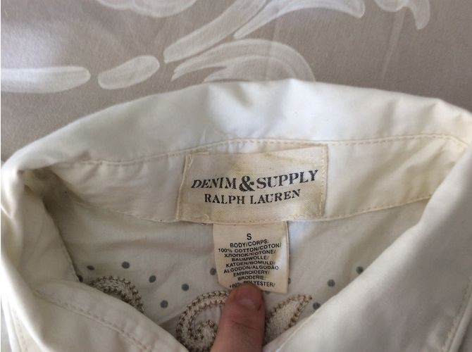 Ralph Lauren Camicia Ricamata e Strass Eggshell Cotone S Bianco sporco - vista 4