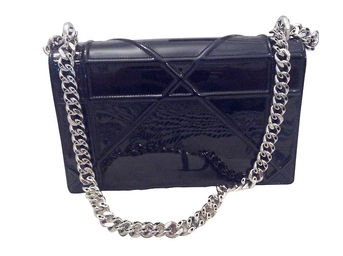 Borsa Dior Diorama in vitello vernato nero - vista 2