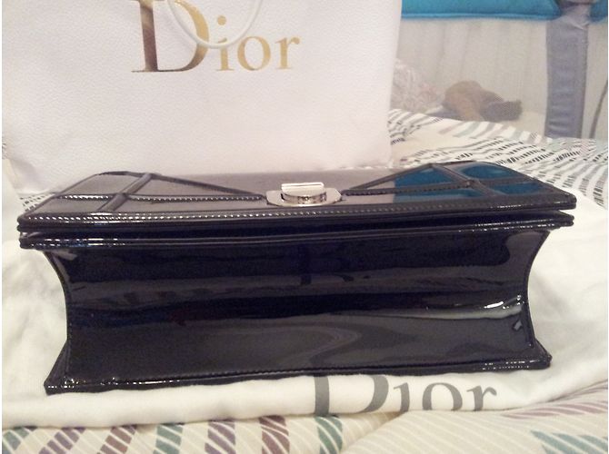 Borsa Dior Diorama in vitello vernato nero - vista 3