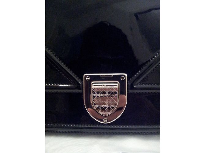 Borsa Dior Diorama in vitello vernato nero - vista 4