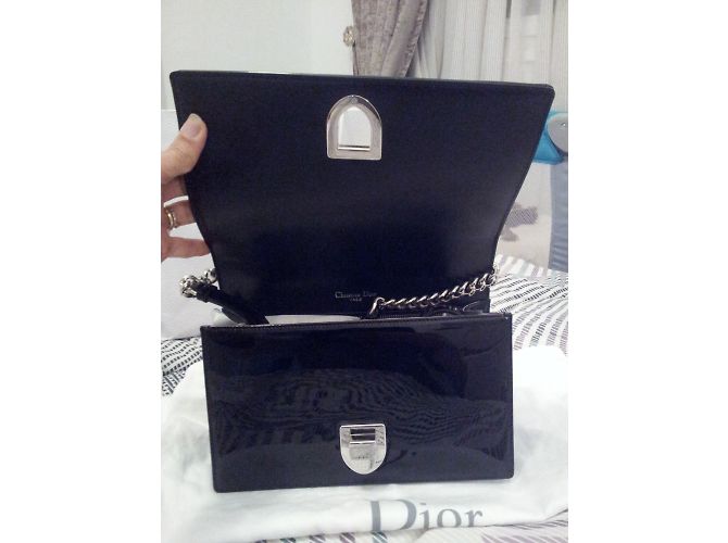 Borsa Dior Diorama in vitello vernato nero - vista 5