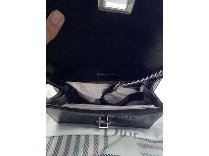 Borsa Dior Diorama in vitello vernato nero - vista 6