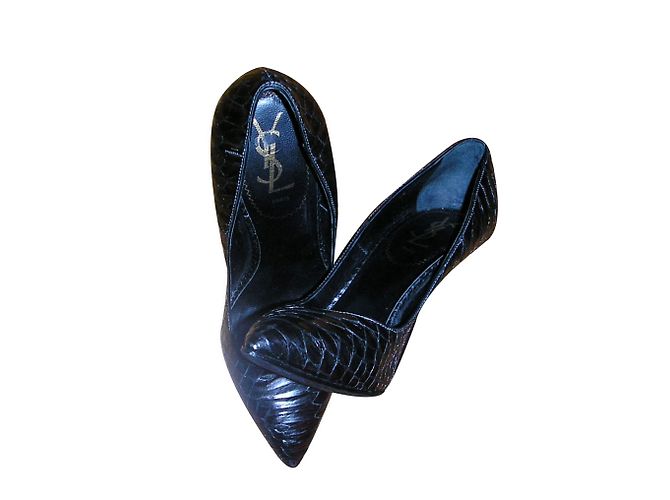 Yves Saint Laurent Pumps aus Python Schwarz - Ansicht 2