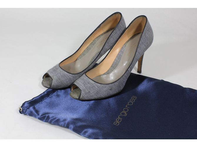 Décolleté Sergio Rossi con punta aperta grigie in tessuto Grigio - vista 10