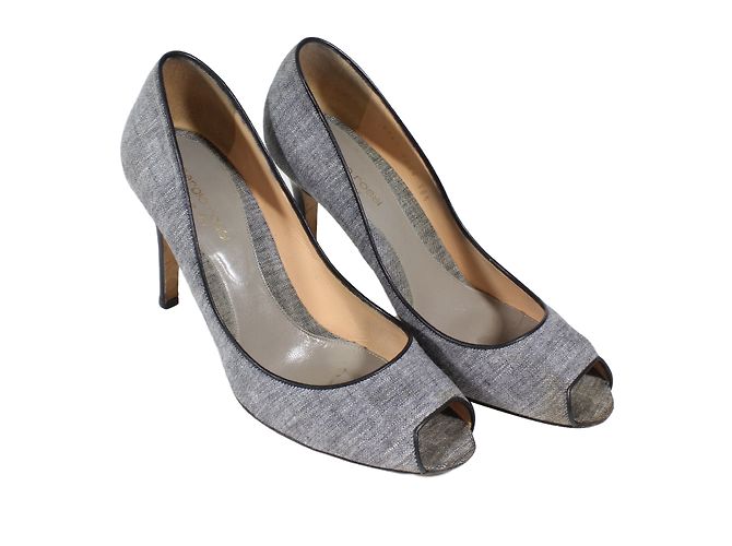 Décolleté Sergio Rossi con punta aperta grigie in tessuto Grigio - vista 2