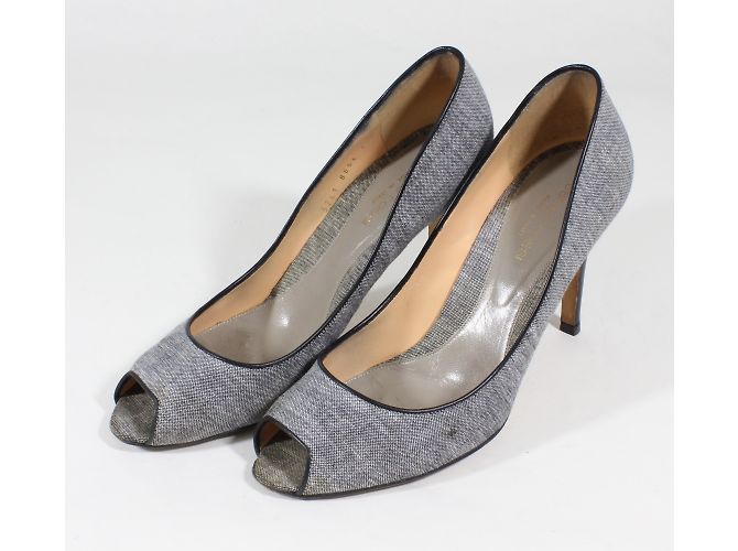 Décolleté Sergio Rossi con punta aperta grigie in tessuto Grigio - vista 3