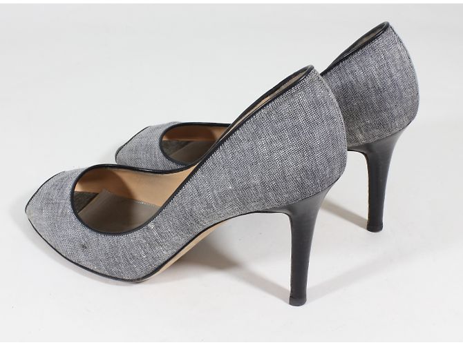 Décolleté Sergio Rossi con punta aperta grigie in tessuto Grigio - vista 5