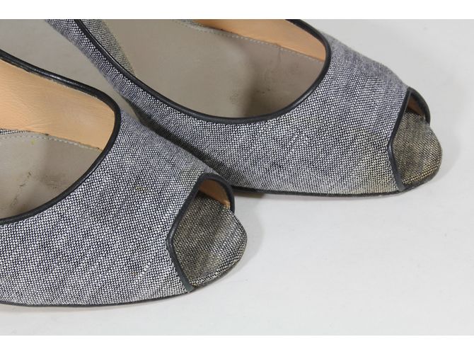 Décolleté Sergio Rossi con punta aperta grigie in tessuto Grigio - vista 7