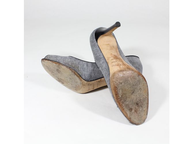 Décolleté Sergio Rossi con punta aperta grigie in tessuto Grigio - vista 9