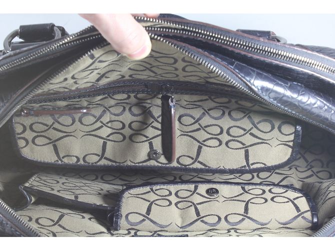 Borsa Lancel Adjani in pelle nera effetto croco Nero - vista 11