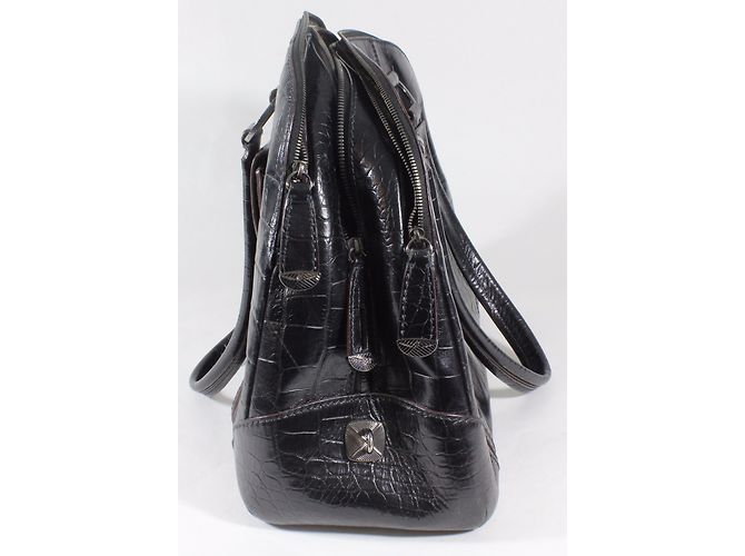 Borsa Lancel Adjani in pelle nera effetto croco Nero - vista 4