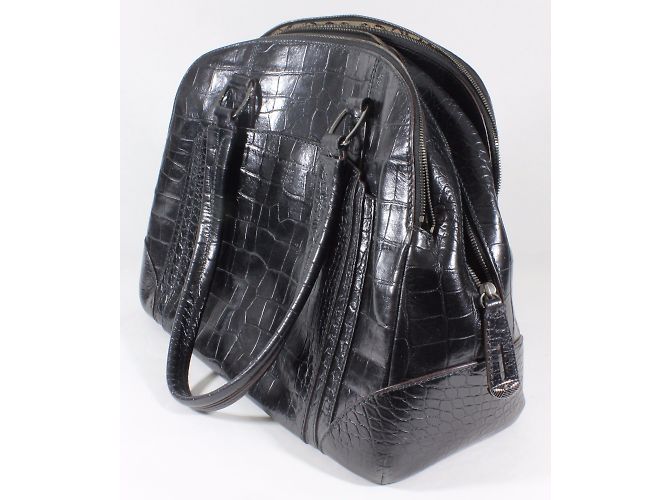 Borsa Lancel Adjani in pelle nera effetto croco Nero - vista 5