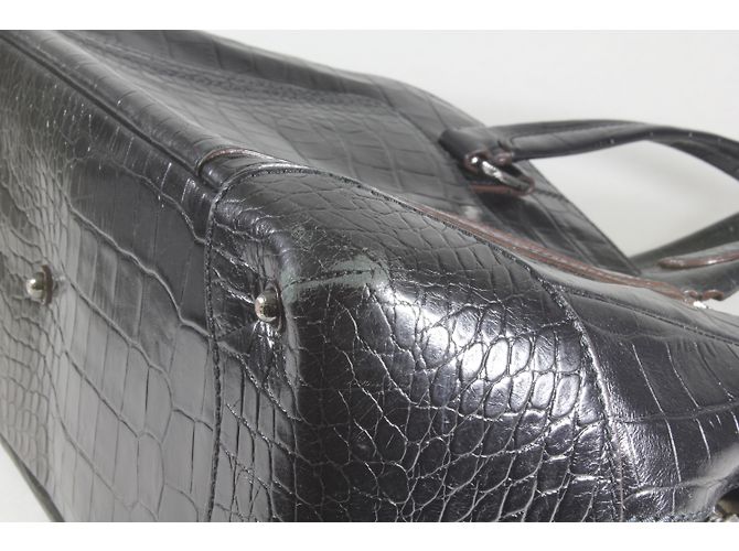 Borsa Lancel Adjani in pelle nera effetto croco Nero - vista 7