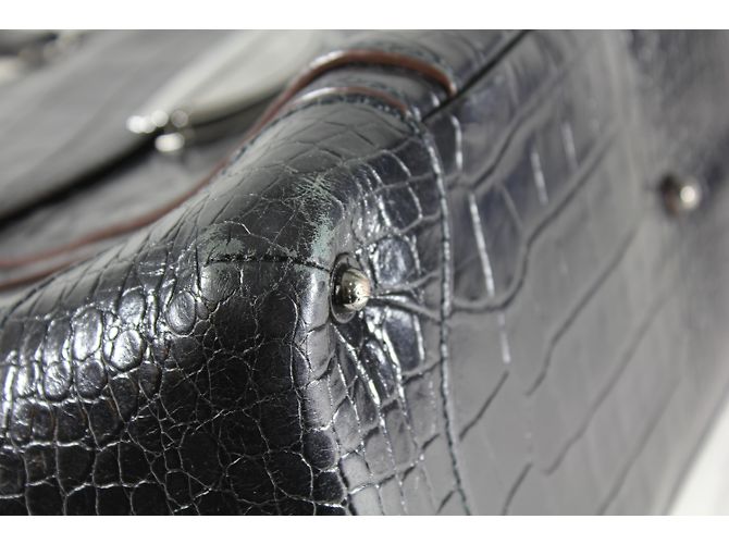 Borsa Lancel Adjani in pelle nera effetto croco Nero - vista 8