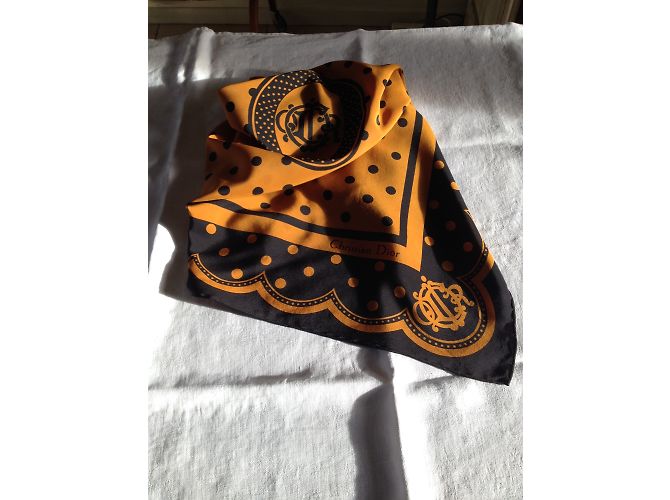Foulard Christian Dior Carre in seta giallo - vista 4