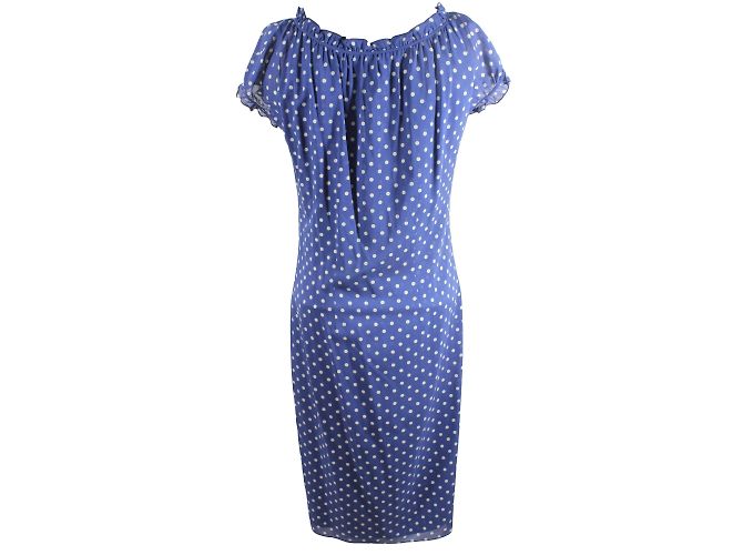 Vestido Georges Rech em seda azul com bolinhas brancas 36 - vista 2