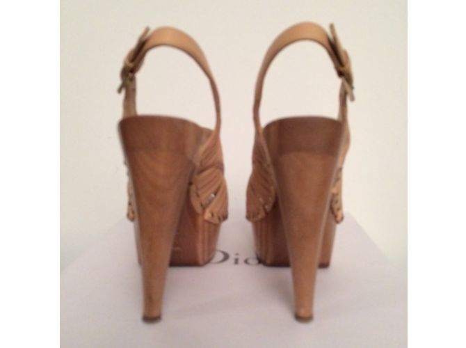 Sandali Christian Dior in pelle beige 36 - vista 3