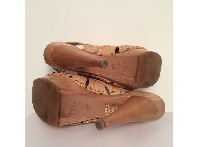 Sandali Christian Dior in pelle beige 36 - vista 4