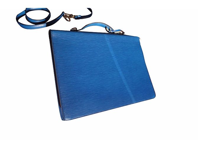 Borsa Louis Vuitton in pelle epi blu - vista 2